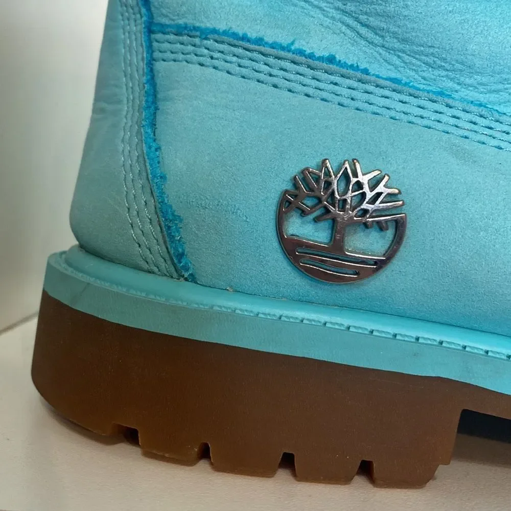 Timberland Light Blue Lace Up Suede Boys Youth Size 6.5 Boots